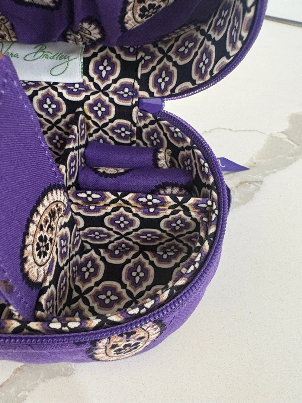 Vera Bradley Purple Paisley Quilted Jewelry Travel Hard Case